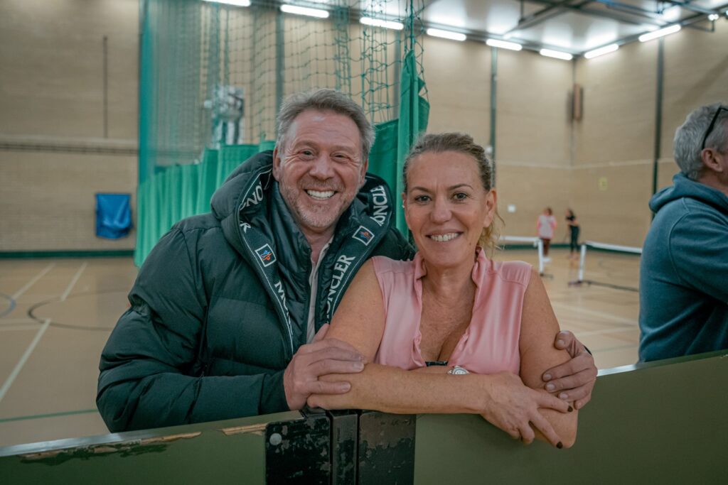 A happy couple in the sports hall